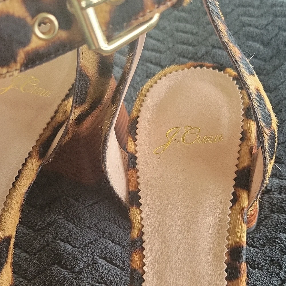 J. Crew | Penny ankle-strap sandals in leopard calf hair